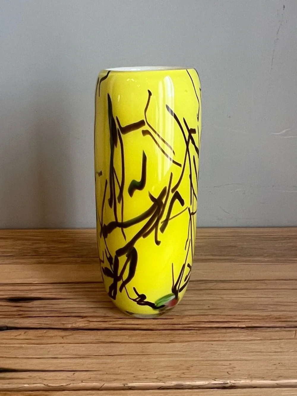 Bright Yellow Abstract Ceramic Vase